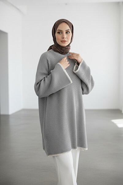 Ewa Pekar Çoban Dikişli Salaş Kol Triko Tunik