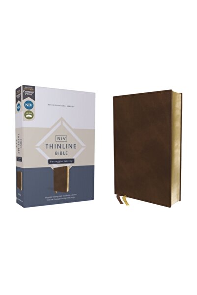 Zondervan Biblia Niv, linie subțire, setare Passaggio, piele moale, maro, lit...