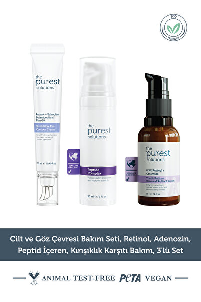 The Purest Solutions Cilt ve Göz Çevresi Bakım Seti, Retinol, Adenozin, Pepti...