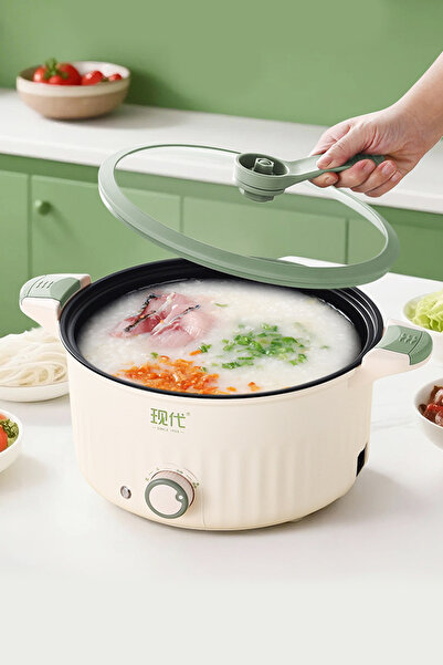 Muchmy Portable Electric Cooker Hot Pot with Lid Heat Control Non-Stick Rice Noodles Cooking Pot - 2.4L