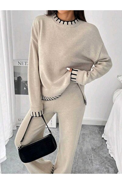 KAREN TEKSTİL Trendy Top-Bottom Women's Knitwear 2-Piece Set