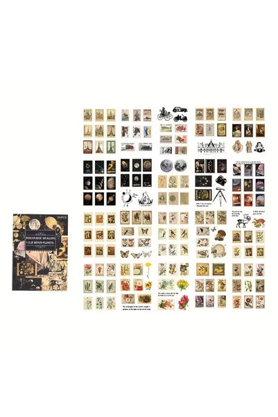Kolbi Craft 2 Sheets 16 Pieces Transparent Vintage Stickers Space Themed Sticker Bullet Journal Scrapbook Laptop