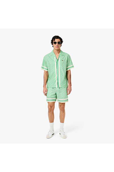 Lacoste Lightweight Monogram Print Erkek Yeşil Şort
