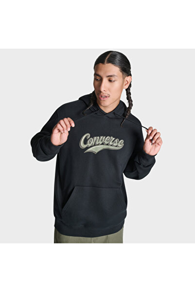 Converse Script Pullover Hoodie Erkek Siyah Sweatshirt