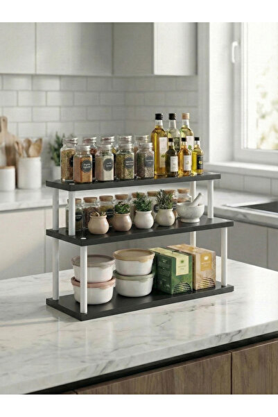 Boss Group Siyah Mutfak Baharat Rafı – Tezgâh Üstü Çok Amaçlı Düzenleyici Org...