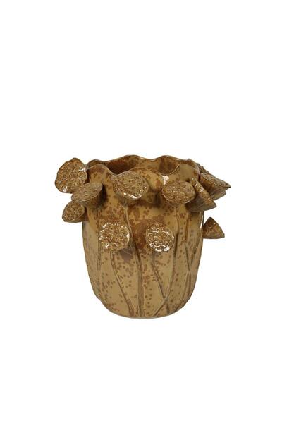 Vitale مزهرية لوتس من السيراميك الطبيعي 31x31x27.5 سم AK.KW0007