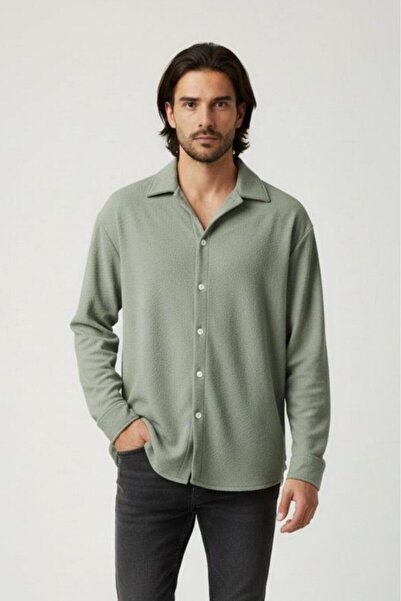 CAST COLLECTİON Cămașă verde crep pentru bărbați