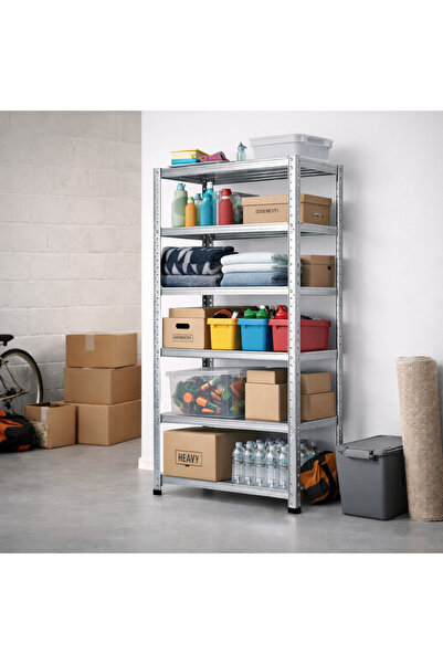 Rafistan 6 Katlı Galvaniz Çelik Raf 43x60x200 cm | Depo, Kiler, Market, Arşiv...