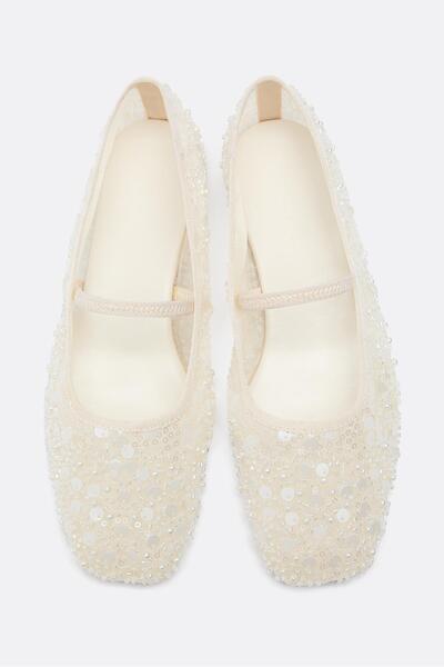 Stradivarius Rhinestone mesh ballet flats