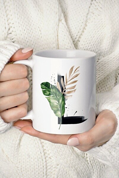 Mio Life كوب بورسلين مطبوع عليه حرف L باللون الأبيض للجنسين