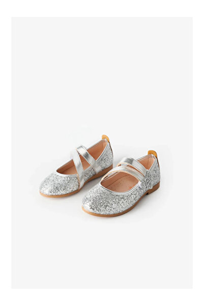 MY LORİN KİDS STORE Gümüş Kalp Cırtlı Kız Çocuk Babet gümüş