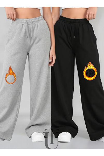 CANDERO Χειμερινό σετ 2 τεμαχίων (Μαύρο + Γκρι) Γυναικείο βαμβακερό παντελόνι...