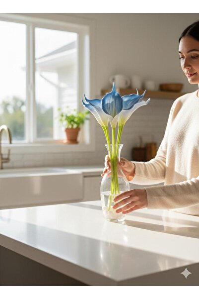 BAKBURAYA YAPAY ÇİÇEKÇİLİK Artificial 8-Piece Gala White Blue Breezing Specia...