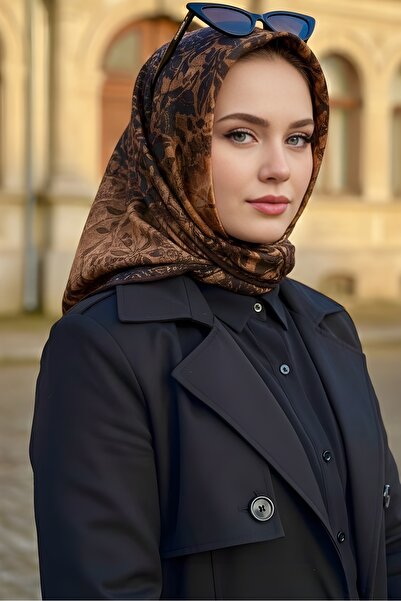 İmajButik Brown İpekhan Soft Digital Cotton Scarf