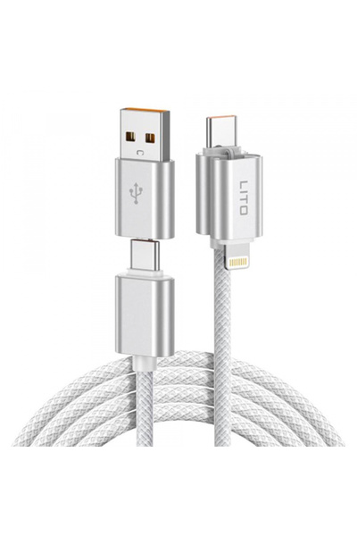 Lito USB-C / USB-A - USB-C / Lightning Data and Charging Cable LD21, 100W, 1m, White