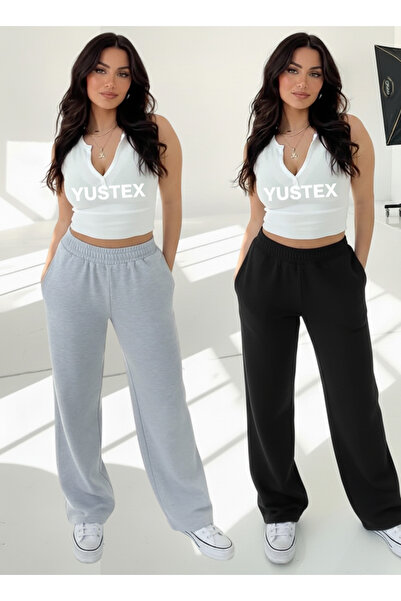 CANDERO Pantaloni de trening de iarnă pentru femei, 2 piese (negru + gri), cu...