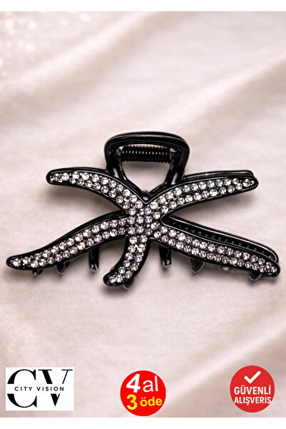 cityvision Μεταλλικό κλιπ μαλλιών με πέτρα μαύρο αστερίαστρο – Λαμπερό και κο...