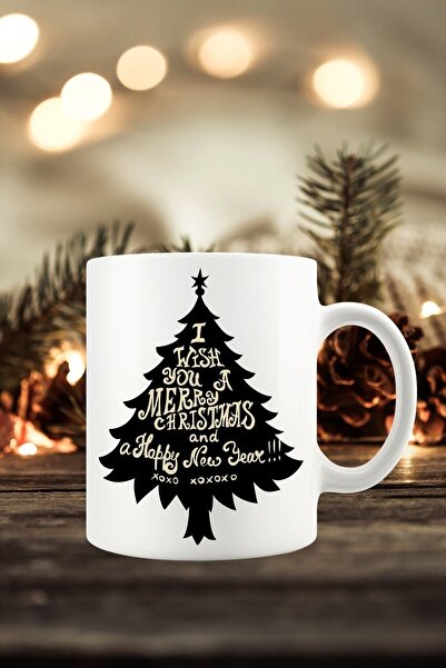 Mio Life كوب مطبوع عليه شجرة عيد الميلاد السعيدة بمفهوم العام الجديد