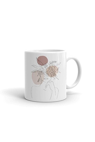 Mio Life White Linear Floral Women's Mug