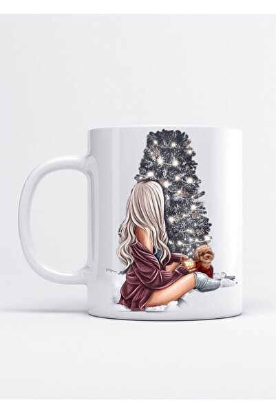 Mio Life كوب بورسلين مطبوع عليه شجرة عيد الميلاد