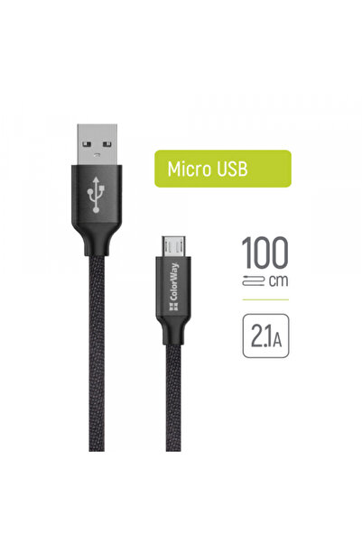 ColorWay Cablu Date si Incarcare USB-A - microUSB CW-CBUM002, 18W, 1m, Negru