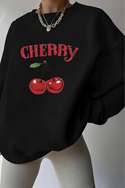 NO 601 ياقة سميكة للدراجة للنساء باللون الأسود من Cherry مطبوع لفصل الشتاء