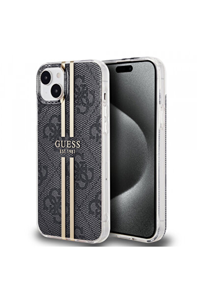 Guess Apple iphone 15 plus, guess, iml 4g gold stripe, black