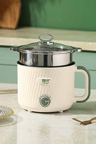 Muchmy Electric Hot Pot Cooker Steamer Eggs Boiler Rice Noodles 2 Layer Portable Mini Cooking Pot - 1.5L