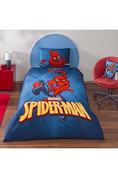 Taç Spiderman Classical Licensed Ranforce Sheet Elastic Single Duvet Cover Set-Blue