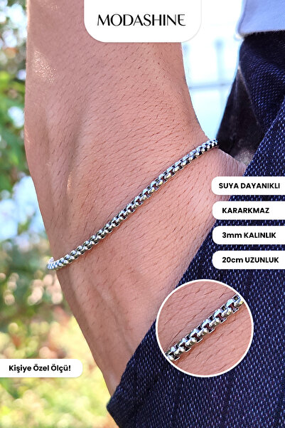 ModaShineShop سوار من الفولاذ الرفيع – لون فضي – مقاوم للصدأ ومقاوم للماء