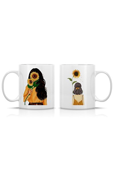 Mio Life Sunflower Woman Sunflower Set of 2 Mugs