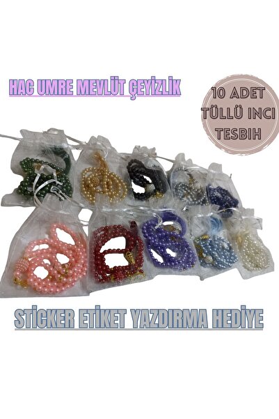 PIRISA 10 Pieces of Gift Tulle Pearl Prayer Beads Hajj Umrah Mevlüt Gift for ...