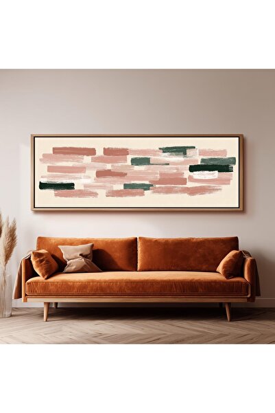 woodhomeworks Tek Parça Gerçek Ahşap Yatay Panorama Çerçeveli Tablo fırça dar...