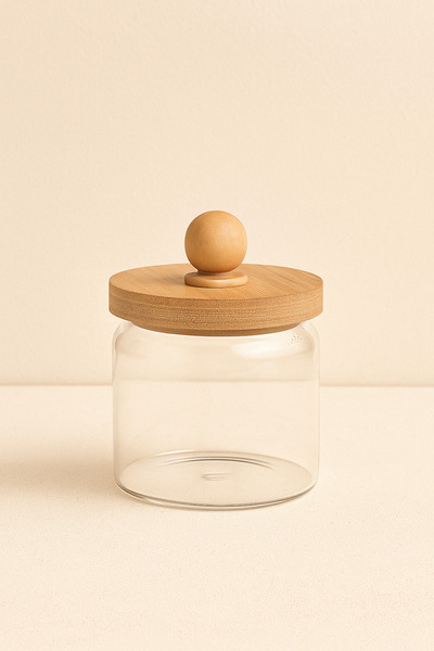 Kitchen Way Borosilicate 450ml Jar with Bamboo Lid Kw-747