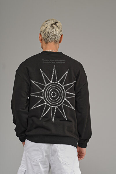 Butik Trend Biz Oversize Bisiklet Yaka Sırtı Baskılı Erkek Sweatshirt