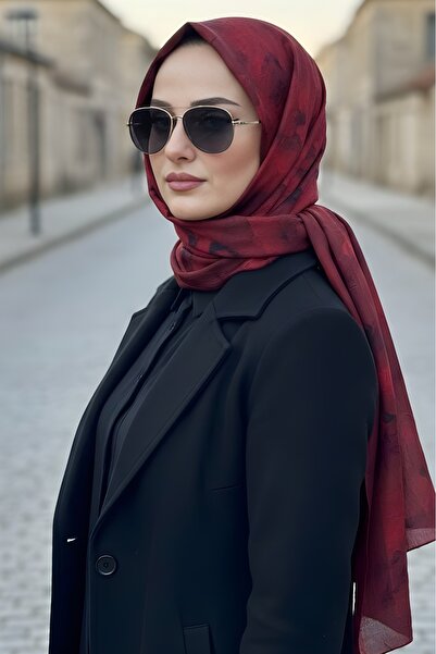 İmajButik Burgundy İpekhan Patterned Shawl