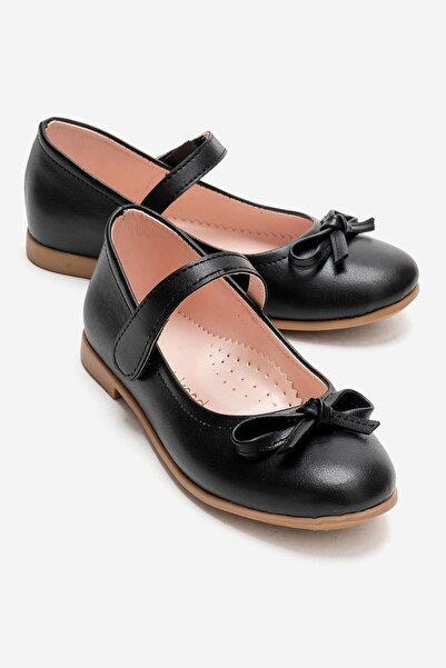 CCWAY AYAKKABI أحذية أطفال مع شريط 26-30؛ جلد أسود