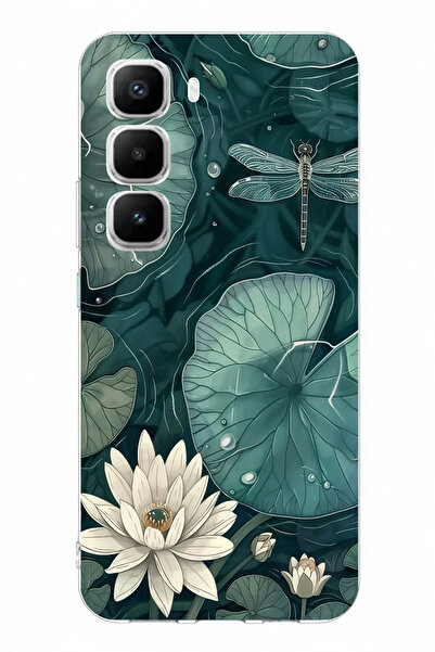 TechTree Infinix Hot 60 Pro Plus Compatible Green Leafy Water Lily and Dragon...