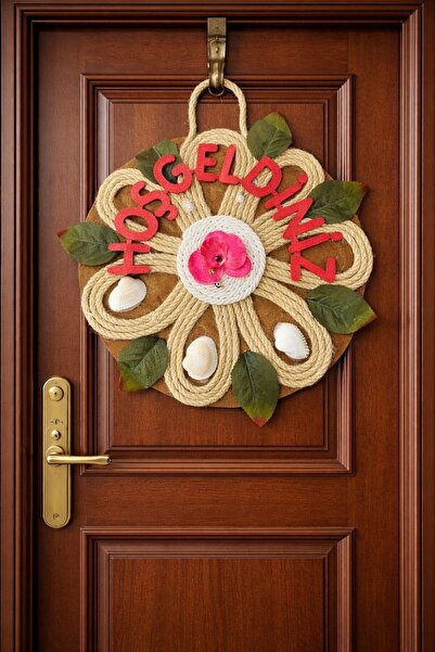 Diva Home زينة الباب - زينة الباب الخارجي باللون الأحمر الترحيبي - تُزين بالز...