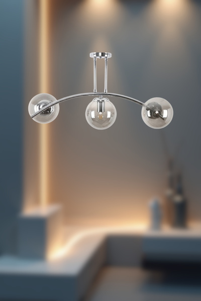 RONİSU AYDINLATMA Zenlux Sarkıt 3'li Camlı Avize - Şık Tasarımlı Modern Avize