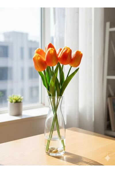 BUKET X 8Lİ TURUNCU SARI ESİNTİLİ ISLAK LALE