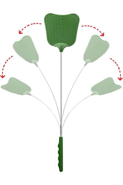 Paporich مضرب ذباب، 5 قطع بلاستيكية، مضرب ذباب تلسكوبي، مضرب حشرات كبير للاست...