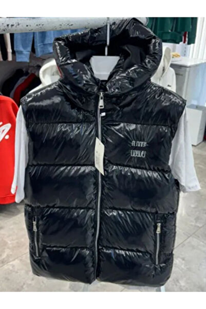 TRS YB GİYİM Kapşonlu Parlak Su Geçirmez Erkek Dolum Yelek