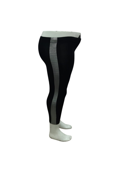 Lonca Tekstil Women's Plus Size Silver Stripe Leggings