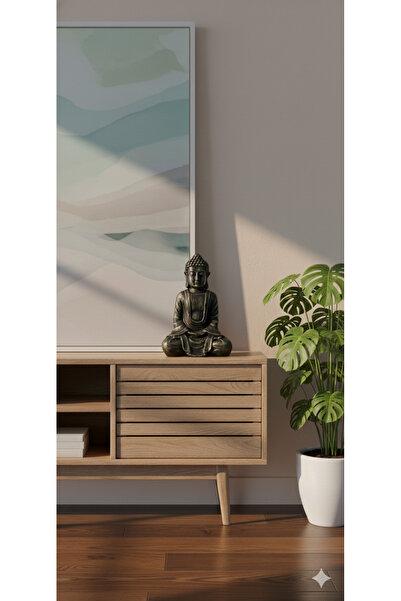 Dekoromi Dekoratif El Boyaması Buda Heykeli (22x15cm) Ev ve Ofis Dekorasyon O...