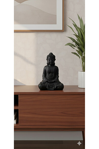 Dekoromi Dekoratif El Boyaması Buda Heykeli (22x15cm) Ev ve Ofis Dekorasyon O...