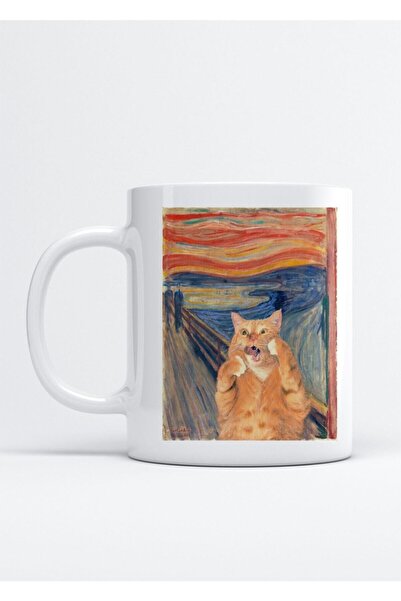 Mio Life Cat Scream Painting Printed Porcelain Mug