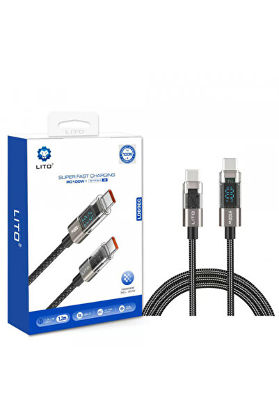 Lito USB-C - Lightning Data and Charging Cable LD09CC Display, 100W, 1.2m, Black