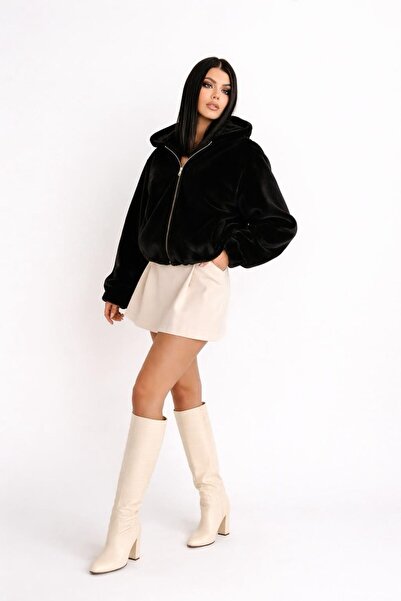 LİBREPRİVE Astarlı Kapşonlu Kısa Bomber Mont Ceket