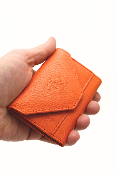 willpolo Genuine Leather Cover 12 Compartments Orange Accordion Card Holder E...